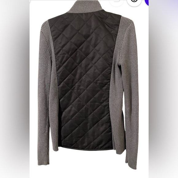 J McLaughlin Quilted Sweater Jacket Women S black/gray pockets full zip office - Picture 2 of 10